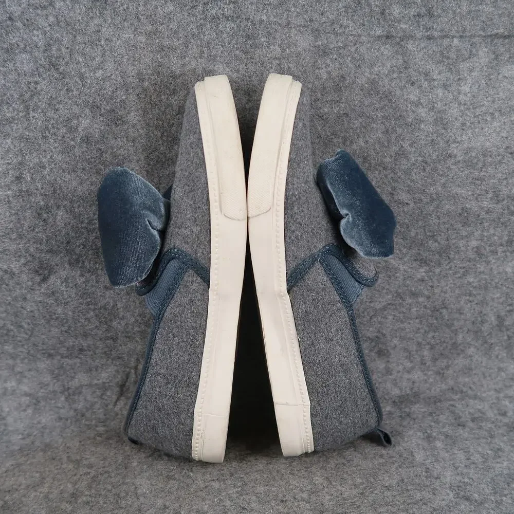 Gymboree Shoes Kids 4 Casual Sneakers Slip On Velvet Bow Fashion Lifestyle Grey